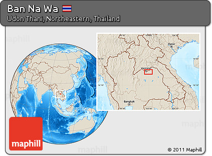 Shaded Relief Location Map of Ban Na Wa