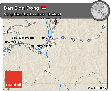 Shaded Relief Map of Ban Don Dong