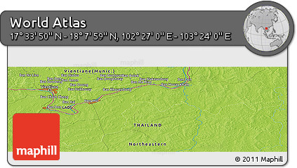 Physical Panoramic Map of the Area around 17° 50' 55" N, 102° 55' 30" E