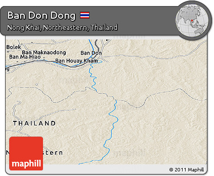 Shaded Relief Panoramic Map of Ban Don Dong