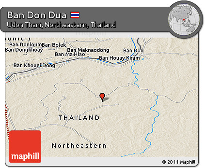 Shaded Relief Panoramic Map of Ban Don Dua