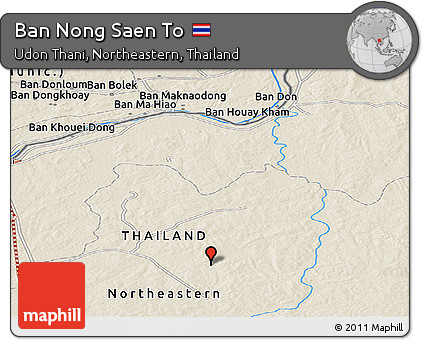 Shaded Relief Panoramic Map of Ban Nong Saen To