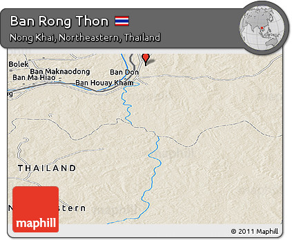 Shaded Relief Panoramic Map of Ban Rong Thon