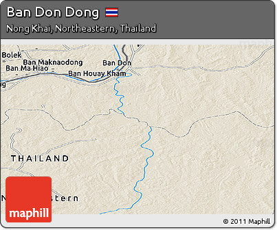 Shaded Relief Panoramic Map of Ban Don Dong