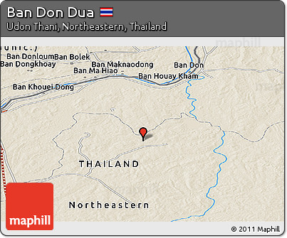 Shaded Relief Panoramic Map of Ban Don Dua