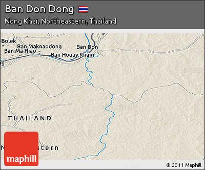Shaded Relief Panoramic Map of Ban Don Dong