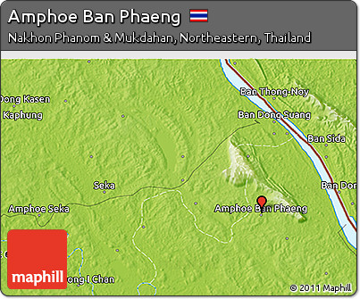 Physical 3D Map of Amphoe Ban Phaeng