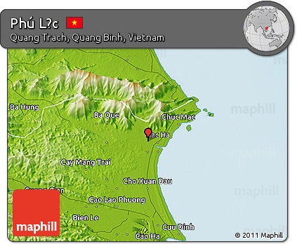 Physical 3D Map of Phú Lộc
