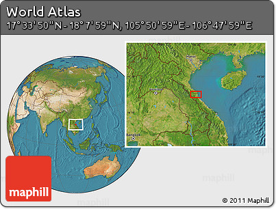 Satellite Location Map of the Area around 17° 50' 55" N, 106° 19' 29" E