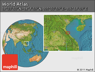 Satellite Location Map of the Area around 17° 50' 55" N, 106° 19' 29" E