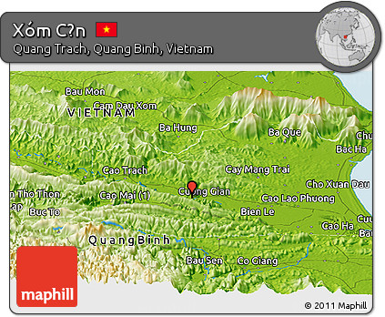Physical Panoramic Map of Xóm Cồn