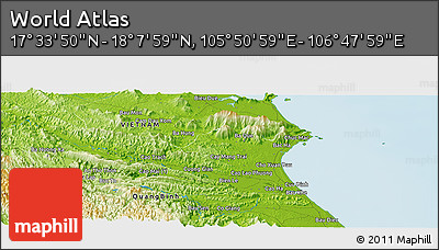 Physical Panoramic Map of the Area around 17° 50' 55" N, 106° 19' 29" E