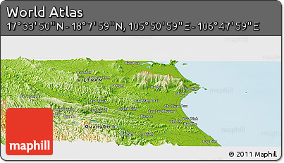 Physical Panoramic Map of the Area around 17° 50' 55" N, 106° 19' 29" E