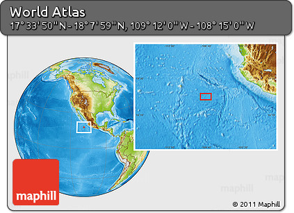 Physical Location Map of the Area around 17° 50' 55" N, 108° 43' 29" W