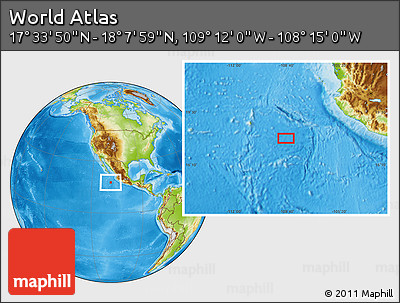 Physical Location Map of the Area around 17° 50' 55" N, 108° 43' 29" W