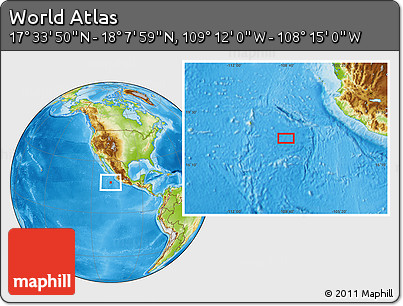 Physical Location Map of the Area around 17° 50' 55" N, 108° 43' 29" W