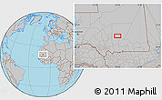 Gray Location Map of the area around 17° 50' 55" N, 10° 7' 30" W