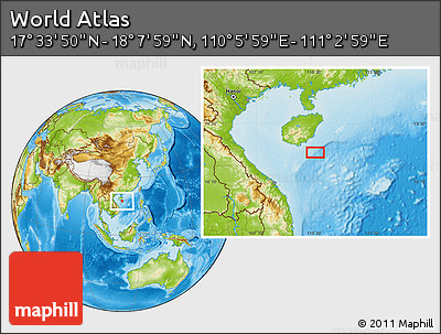 Physical Location Map of the Area around 17° 50' 55" N, 110° 34' 29" E
