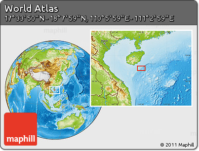Physical Location Map of the Area around 17° 50' 55" N, 110° 34' 29" E