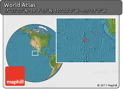 Satellite Location Map of the Area around 17° 50' 55" N, 110° 25' 30" W