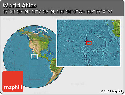 Satellite Location Map of the Area around 17° 50' 55" N, 110° 25' 30" W