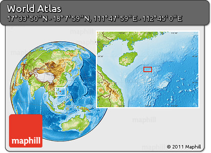 Physical Location Map of the Area around 17° 50' 55" N, 112° 16' 30" E