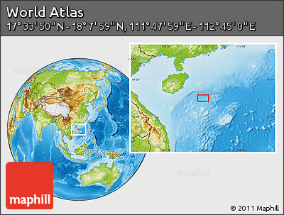 Physical Location Map of the Area around 17° 50' 55" N, 112° 16' 30" E