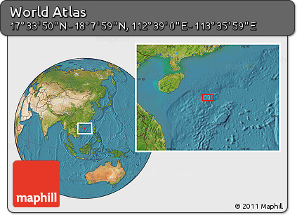 Satellite Location Map of the Area around 17° 50' 55" N, 113° 7' 30" E