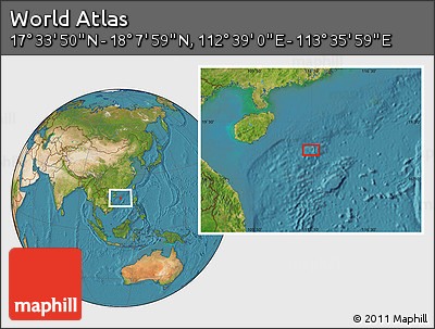 Satellite Location Map of the Area around 17° 50' 55" N, 113° 7' 30" E