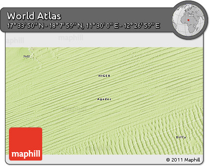 Physical 3D Map of the Area around 17° 50' 55" N, 11° 58' 29" E