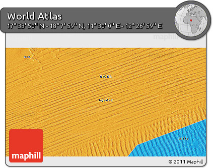 Political 3D Map of the Area around 17° 50' 55" N, 11° 58' 29" E