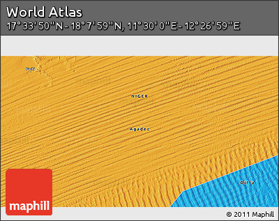 Political 3D Map of the Area around 17° 50' 55" N, 11° 58' 29" E