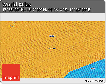 Political 3D Map of the Area around 17° 50' 55" N, 11° 58' 29" E