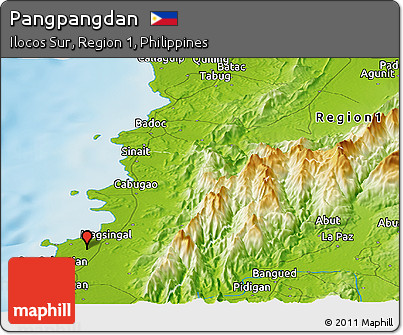 Physical Panoramic Map of Pangpangdan