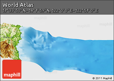 Physical Panoramic Map of the Area around 17° 50' 55" N, 122° 28' 29" E