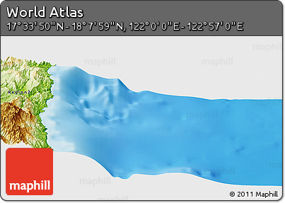 Physical Panoramic Map of the Area around 17° 50' 55" N, 122° 28' 29" E