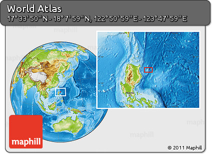 Physical Location Map of the Area around 17° 50' 55" N, 123° 19' 29" E