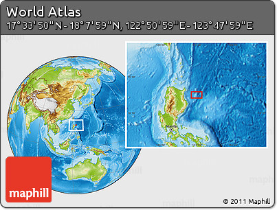 Physical Location Map of the Area around 17° 50' 55" N, 123° 19' 29" E
