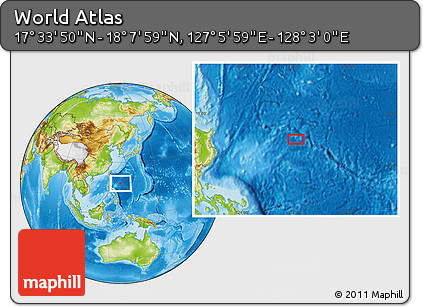 Physical Location Map of the Area around 17° 50' 55" N, 127° 34' 30" E