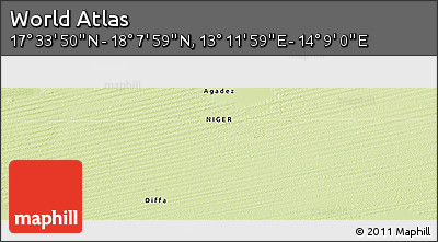 Physical Panoramic Map of the Area around 17° 50' 55" N, 13° 40' 30" E
