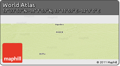 Physical Panoramic Map of the Area around 17° 50' 55" N, 13° 40' 30" E