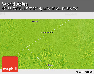 Physical 3D Map of the Area around 17° 50' 55" N, 13° 31' 30" W