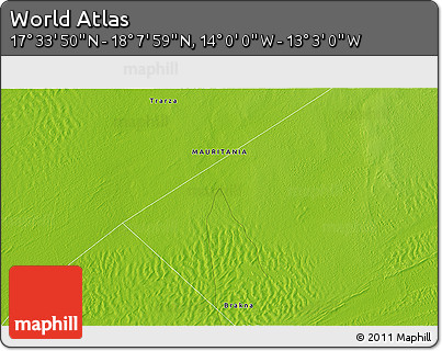 Physical 3D Map of the Area around 17° 50' 55" N, 13° 31' 30" W