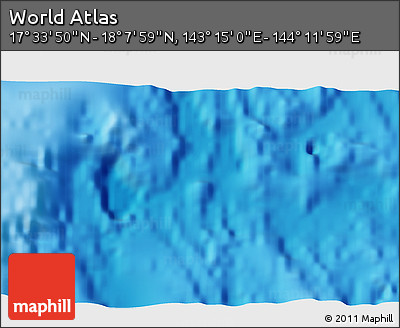 Physical 3D Map of the Area around 17° 50' 55" N, 143° 43' 29" E