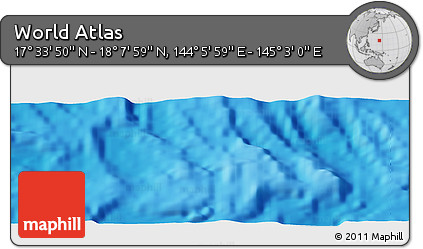 Physical Panoramic Map of the Area around 17° 50' 55" N, 144° 34' 29" E