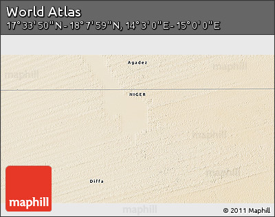 Satellite 3D Map of the Area around 17° 50' 55" N, 14° 31' 30" E