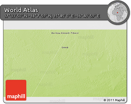 Physical 3D Map of the Area around 17° 50' 55" N, 16° 13' 30" E