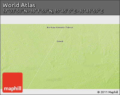 Physical 3D Map of the Area around 17° 50' 55" N, 16° 13' 30" E