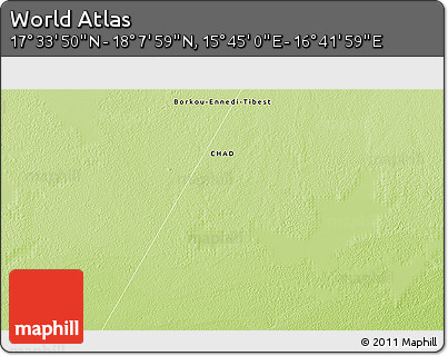 Physical 3D Map of the Area around 17° 50' 55" N, 16° 13' 30" E