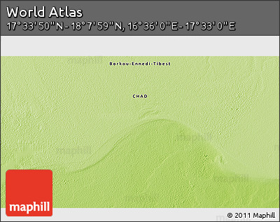Physical 3D Map of the Area around 17° 50' 55" N, 17° 4' 30" E